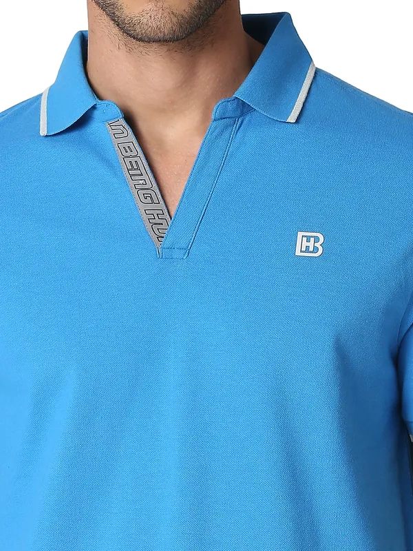 Being Human Clothing Men Regular Fit Polo Neck T-Shirts-Blue