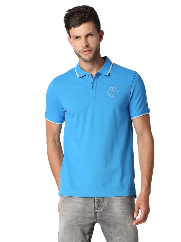 Being Human Clothing Men Regular Fit Polo Neck T-Shirts-Blue