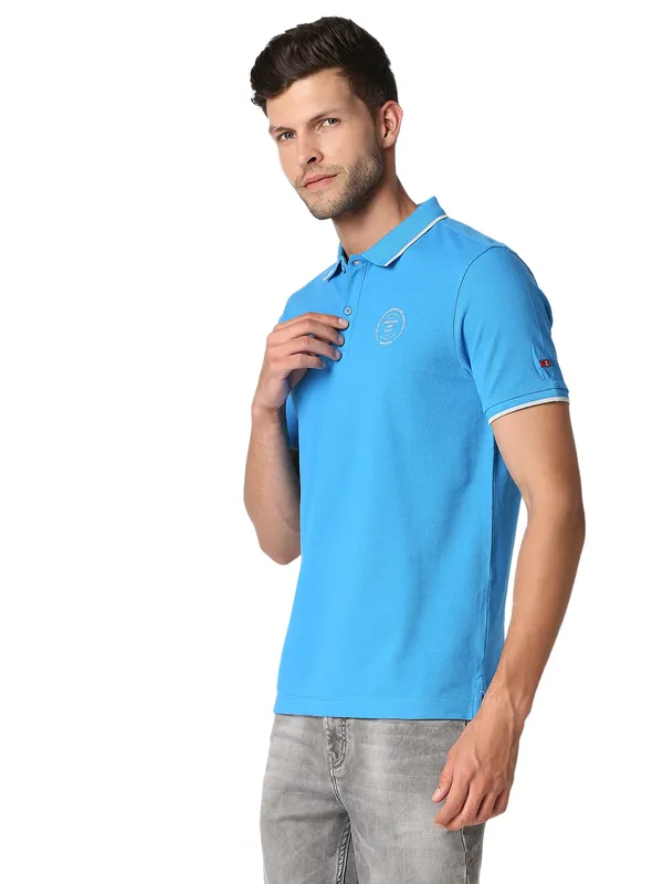 Being Human Clothing Men Regular Fit Polo Neck T-Shirts-Blue