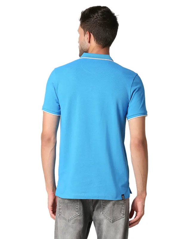 Being Human Clothing Men Regular Fit Polo Neck T-Shirts-Blue