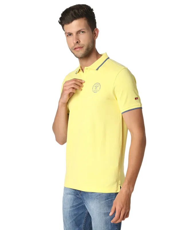 Being Human Clothing Men Regular Fit Polo Neck T-Shirts-Lemon