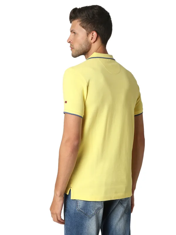Being Human Clothing Men Regular Fit Polo Neck T-Shirts-Lemon