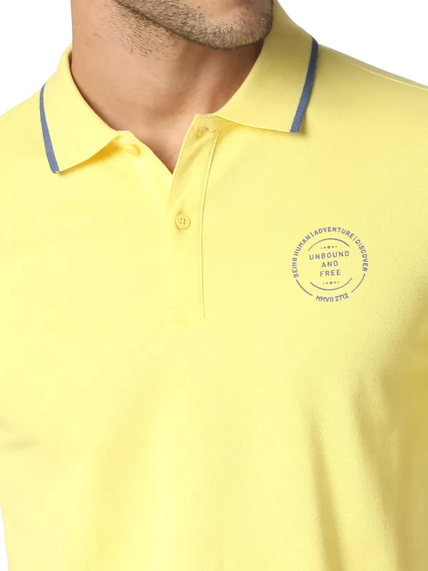 Being Human Clothing Men Regular Fit Polo Neck T-Shirts-Lemon