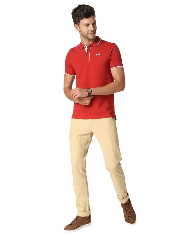 Being Human Regular Fit Men Polo Neck T-Shirts-Dk.Red