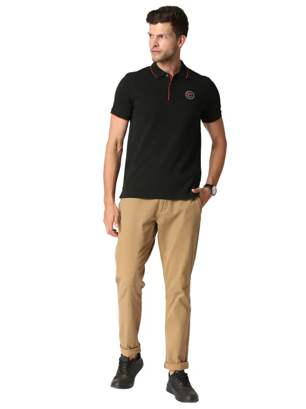 Being Human Regular Fit Men Polo Neck T-Shirts-Black