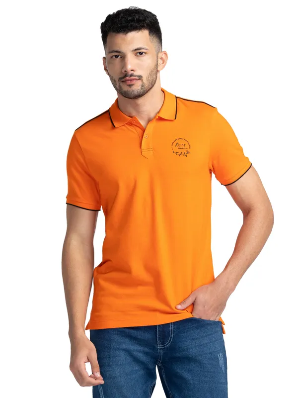 Being Human Clothing Men Regular Fit Polo Neck T-Shirts-Flame