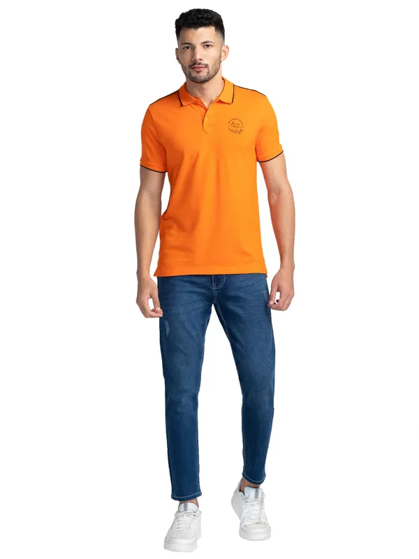 Being Human Clothing Men Regular Fit Polo Neck T-Shirts-Flame