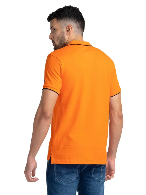 Being Human Clothing Men Regular Fit Polo Neck T-Shirts-Flame