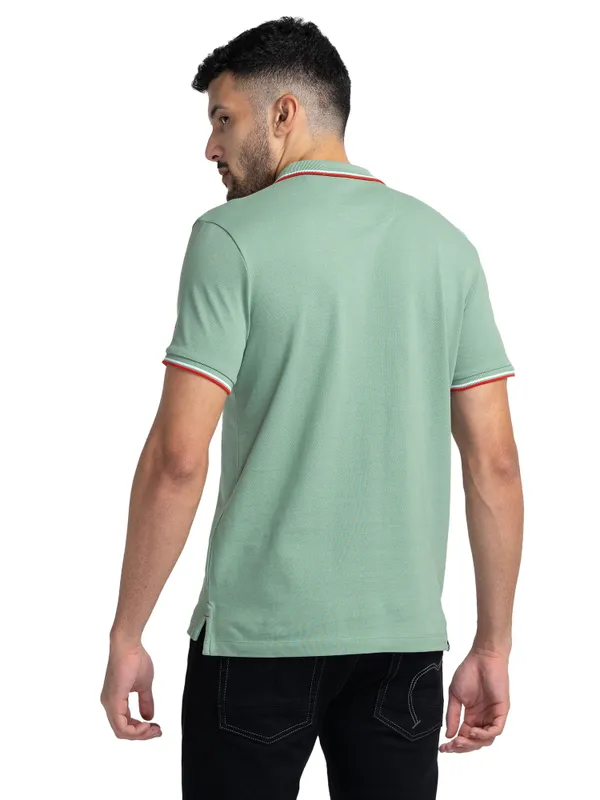 Being Human Clothing Men Regular Fit Polo Neck T-Shirts-Olive