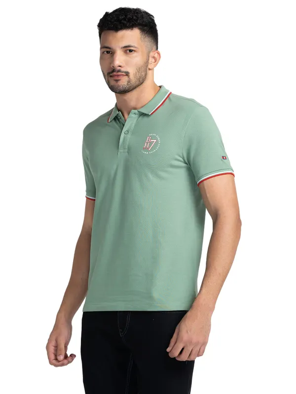 Being Human Clothing Men Regular Fit Polo Neck T-Shirts-Olive