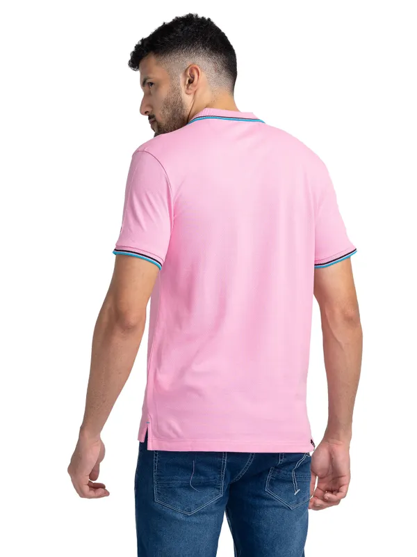 Being Human Clothing Men Regular Fit Polo Neck T-Shirts-Prism Pink