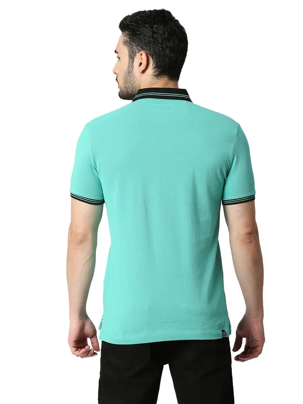 Being Human Clothing Men Regular Fit Polo Neck T-Shirts-Pool Green
