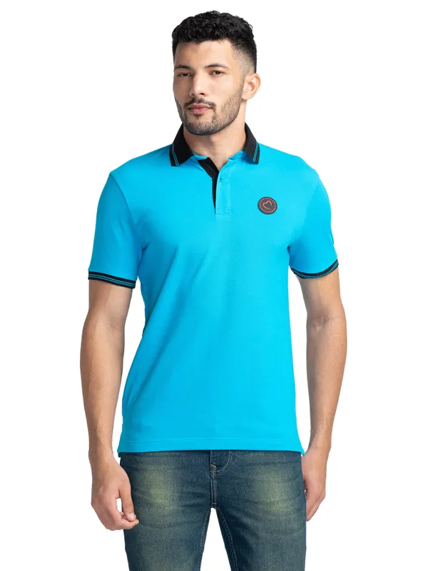 Being Human Clothing Men Regular Fit Polo Neck T-Shirts-Vivid Blue