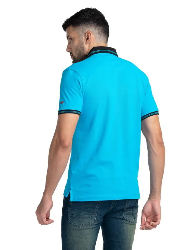 Being Human Clothing Men Regular Fit Polo Neck T-Shirts-Vivid Blue