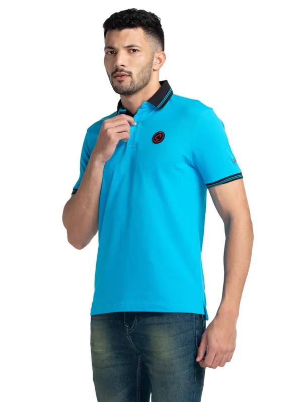 Being Human Clothing Men Regular Fit Polo Neck T-Shirts-Vivid Blue