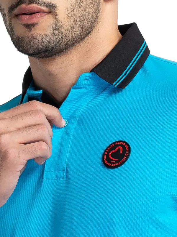 Being Human Clothing Men Regular Fit Polo Neck T-Shirts-Vivid Blue