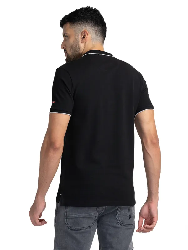 Being Human Regular Fit Men Polo Neck T-Shirts-Black