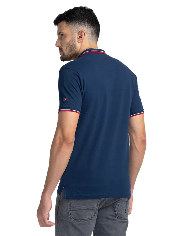 Being Human Clothing Men Regular Fit Polo Neck T-Shirts-Navy
