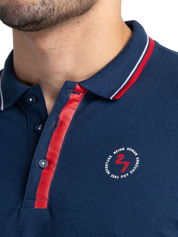 Being Human Clothing Men Regular Fit Polo Neck T-Shirts-Navy