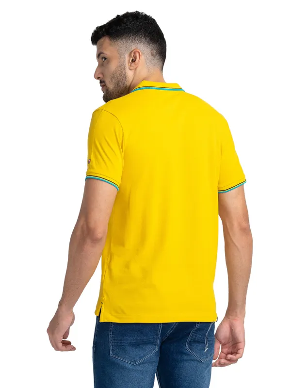 Being Human Clothing Men Regular Fit Polo Neck T-Shirts-Sulphur
