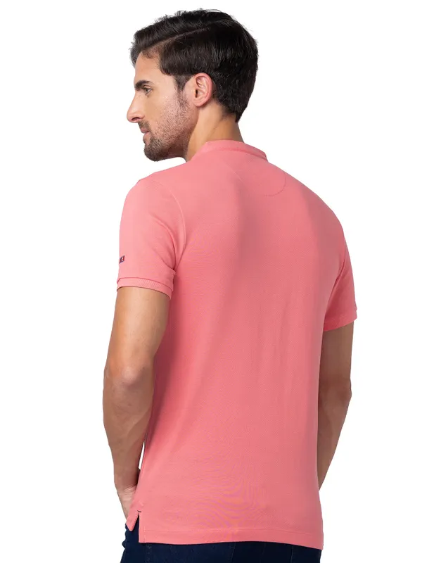 Being Human Regular Fit Men Collared T-Shirts-Coral