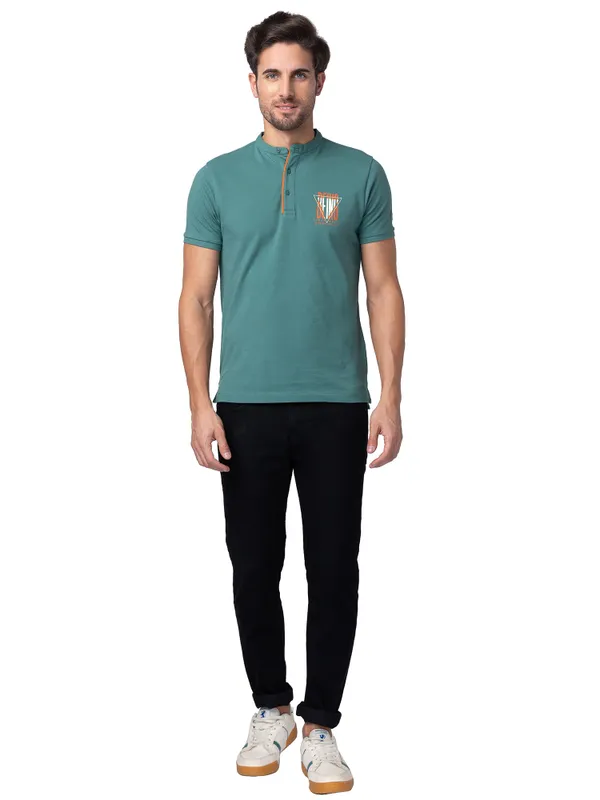 Being Human Regular Fit Men Collared T-Shirts-Foliage Green
