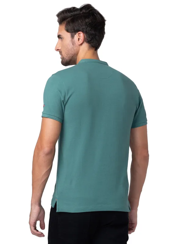 Being Human Regular Fit Men Collared T-Shirts-Foliage Green