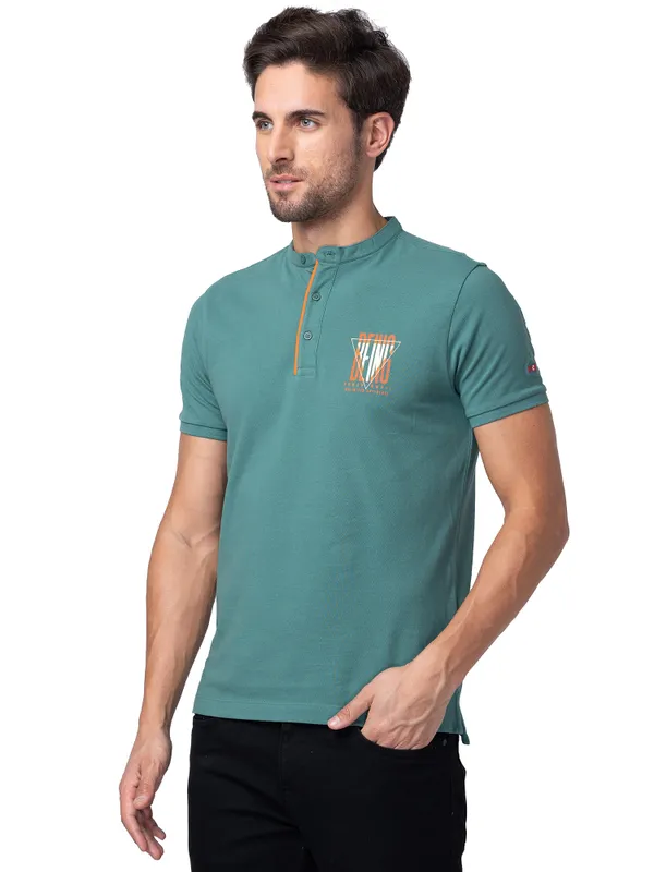 Being Human Regular Fit Men Collared T-Shirts-Foliage Green