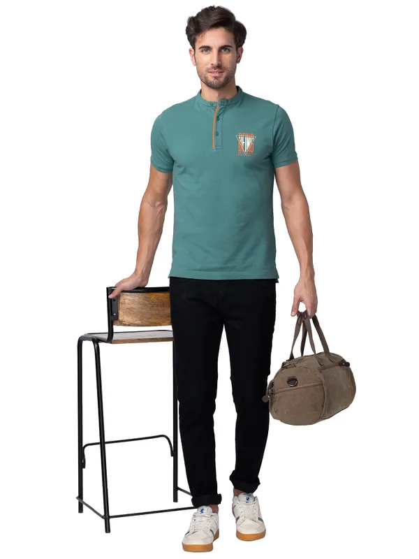 Being Human Regular Fit Men Collared T-Shirts-Foliage Green