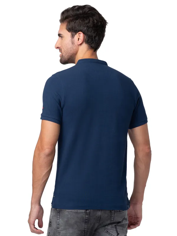 Being Human Regular Fit Men Collared T-Shirts-Navy