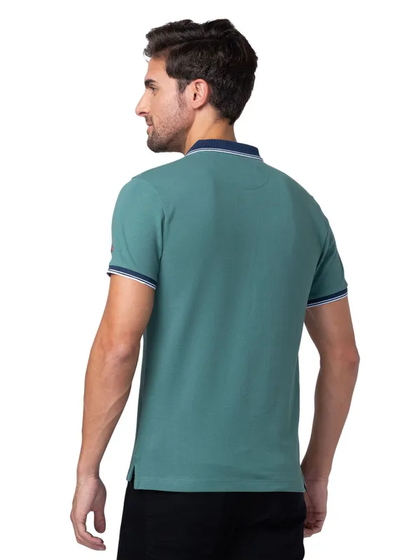 Being Human Clothing Men Regular Fit Collared T-Shirts-Foilage Green
