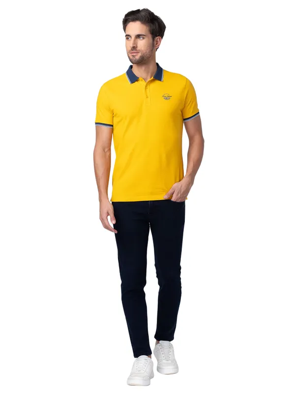 Being Human Clothing Men Regular Fit Collared T-Shirts-Mustard