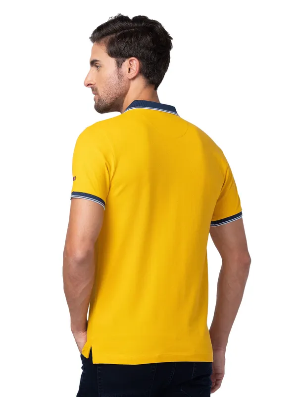 Being Human Clothing Men Regular Fit Collared T-Shirts-Mustard