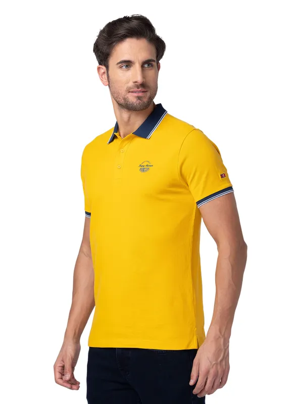 Being Human Clothing Men Regular Fit Collared T-Shirts-Mustard