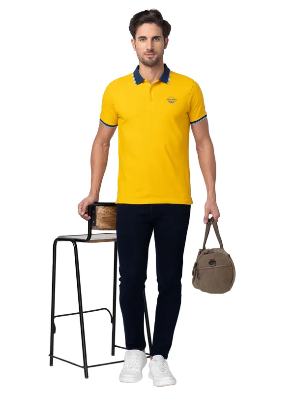 Being Human Clothing Men Regular Fit Collared T-Shirts-Mustard