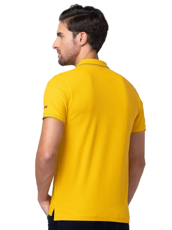 Being Human Regular Fit Men Collared T-Shirts-Mustard