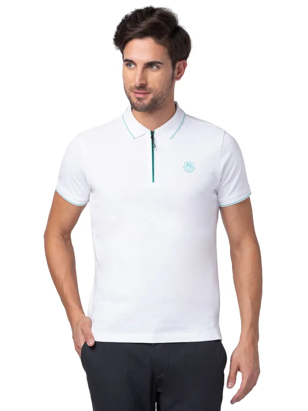 Being Human Regular Fit Men Collared T-Shirts-White