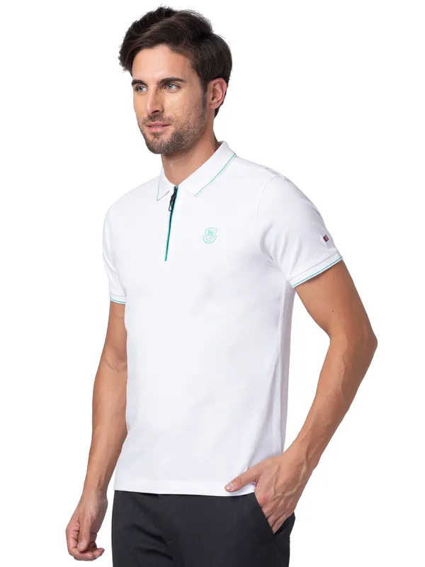 Being Human Regular Fit Men Collared T-Shirts-White