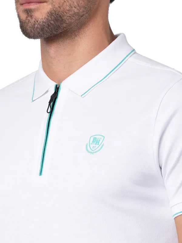 Being Human Regular Fit Men Collared T-Shirts-White