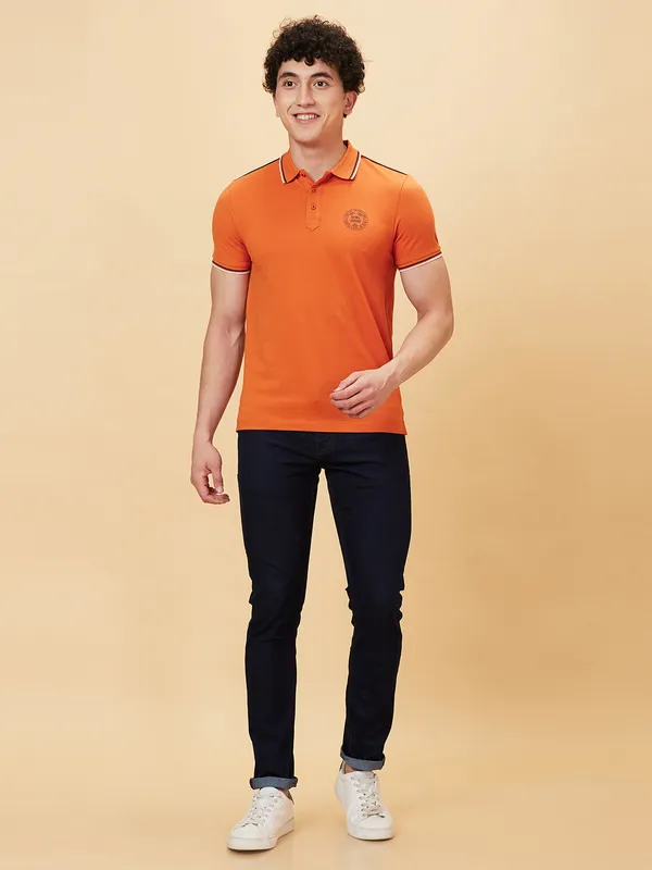 Being Human Regular Fit Men Polo Neck T-Shirts-Gold Flam