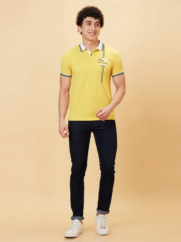 Being Human Regular Fit Men Polo Neck T-Shirts-Mimosa