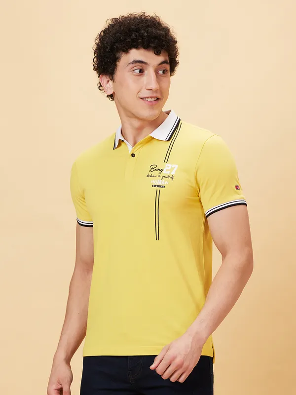 Being Human Regular Fit Men Polo Neck T-Shirts-Mimosa