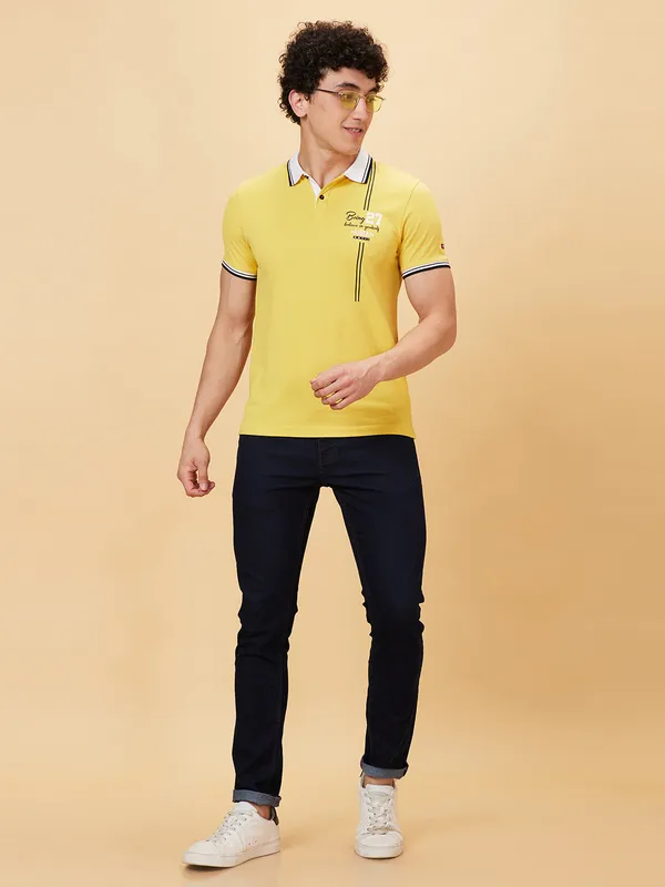 Being Human Regular Fit Men Polo Neck T-Shirts-Mimosa