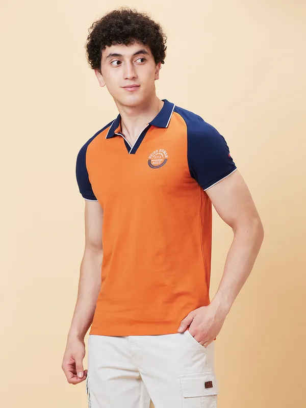 Being Human Regular Fit Men Polo Neck T-Shirts-Gold Flam