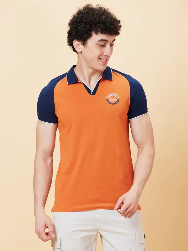 Being Human Regular Fit Men Polo Neck T-Shirts-Gold Flam