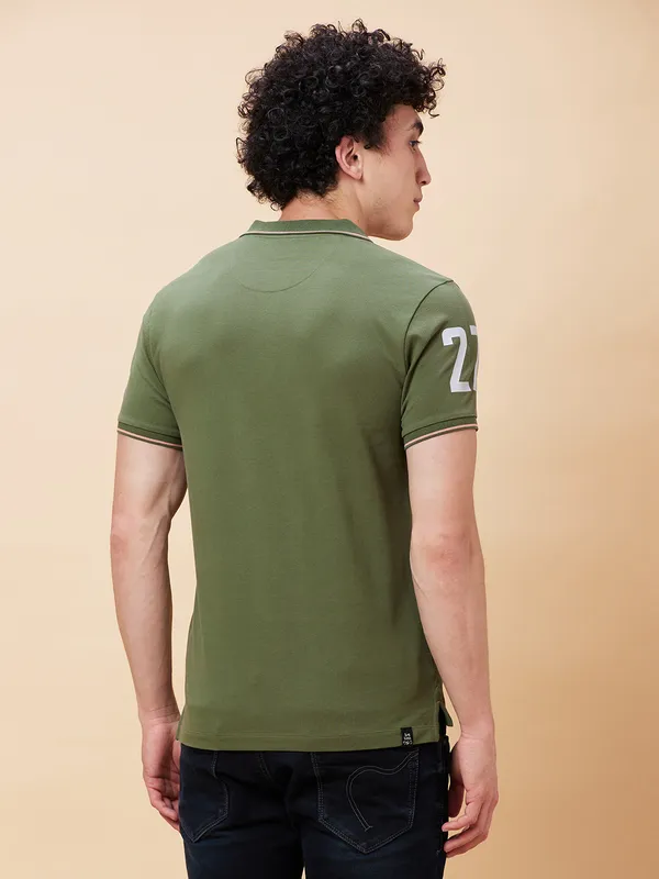 Being Human Regular Fit Men Polo Neck T-Shirts-Bronze Green