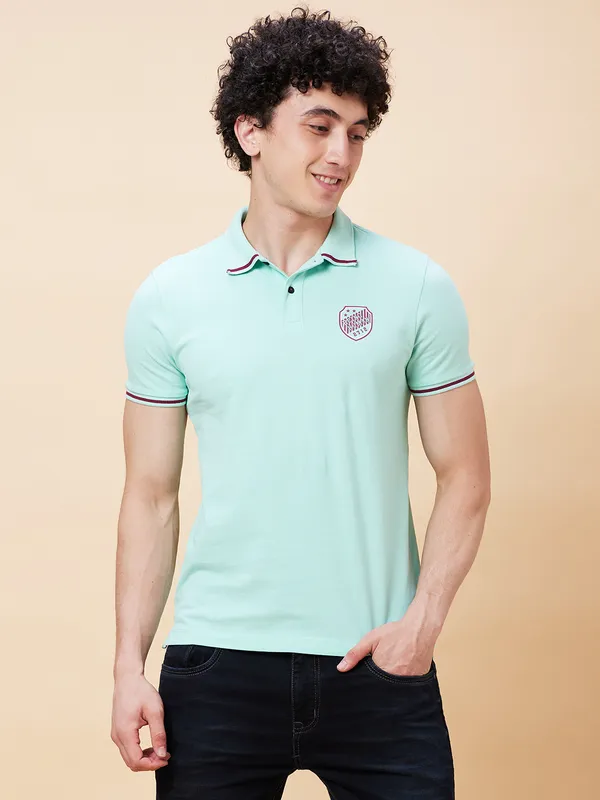 Being Human Regular Fit Men Polo Neck T-Shirts-Brook Green