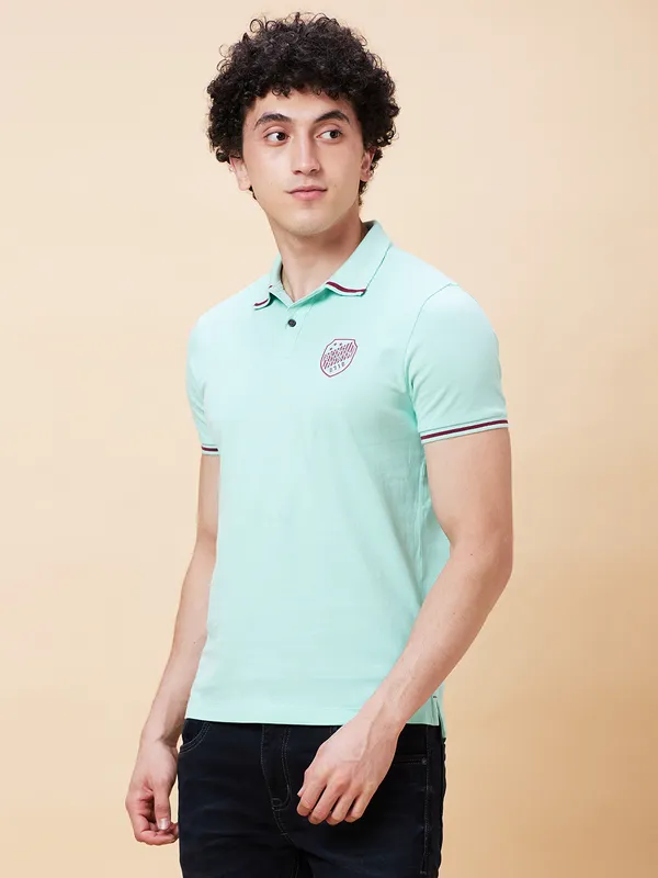 Being Human Regular Fit Men Polo Neck T-Shirts-Brook Green