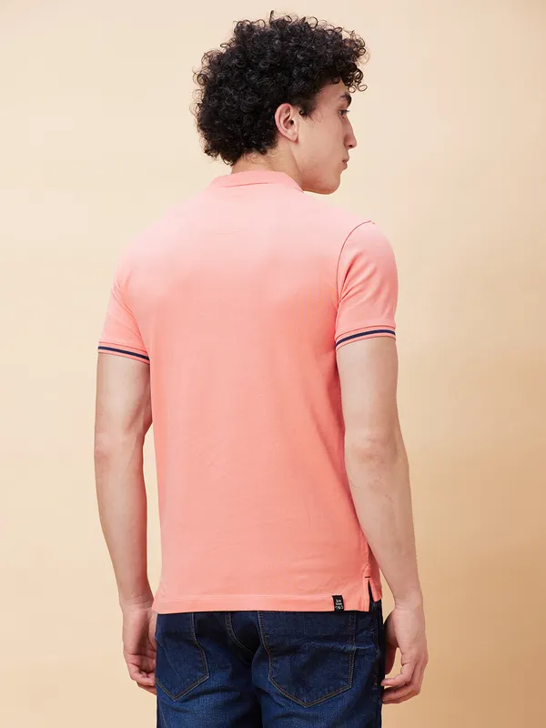 Being Human Regular Fit Men Polo Neck T-Shirts-Burnt Coral