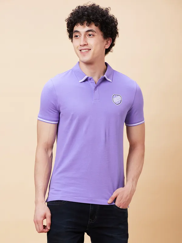 Being Human Regular Fit Men Polo Neck T-Shirts-Dahalia Purple